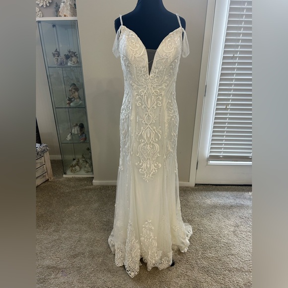 Allure beaded ivory fit, and flair bridal gown - Picture 1 of 5